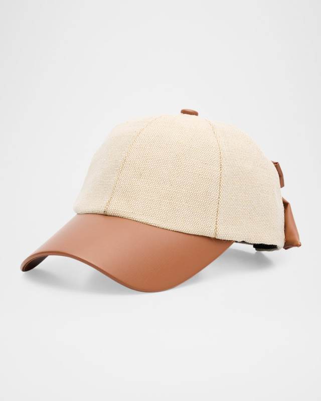 Faux Leather Canvas Baseball Cap